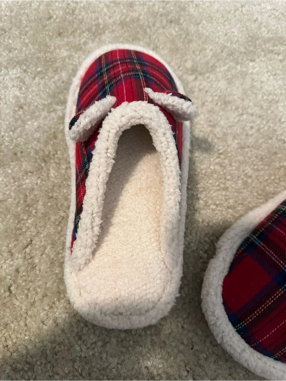 Bee & Willow Kids' Red Plaid Slip-On Slippers